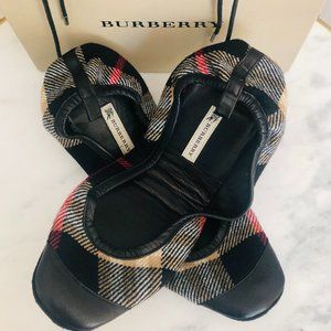 BURBERRY cashmere and leather travel slippers